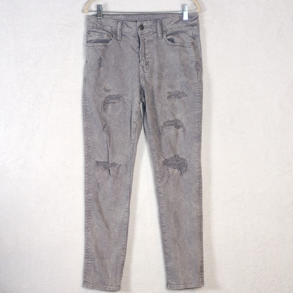 American Eagle Men's Airflex Gray Distressed Slim Fit Jeans 29X30
